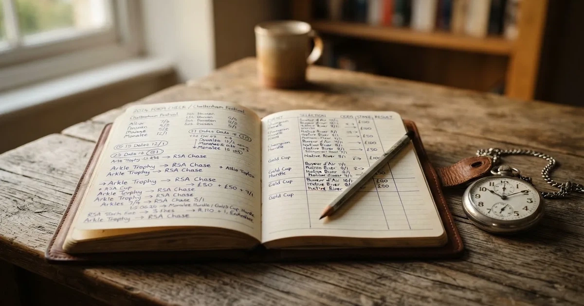 An open notebook with a pencil and a stopwatch on a wooden table
