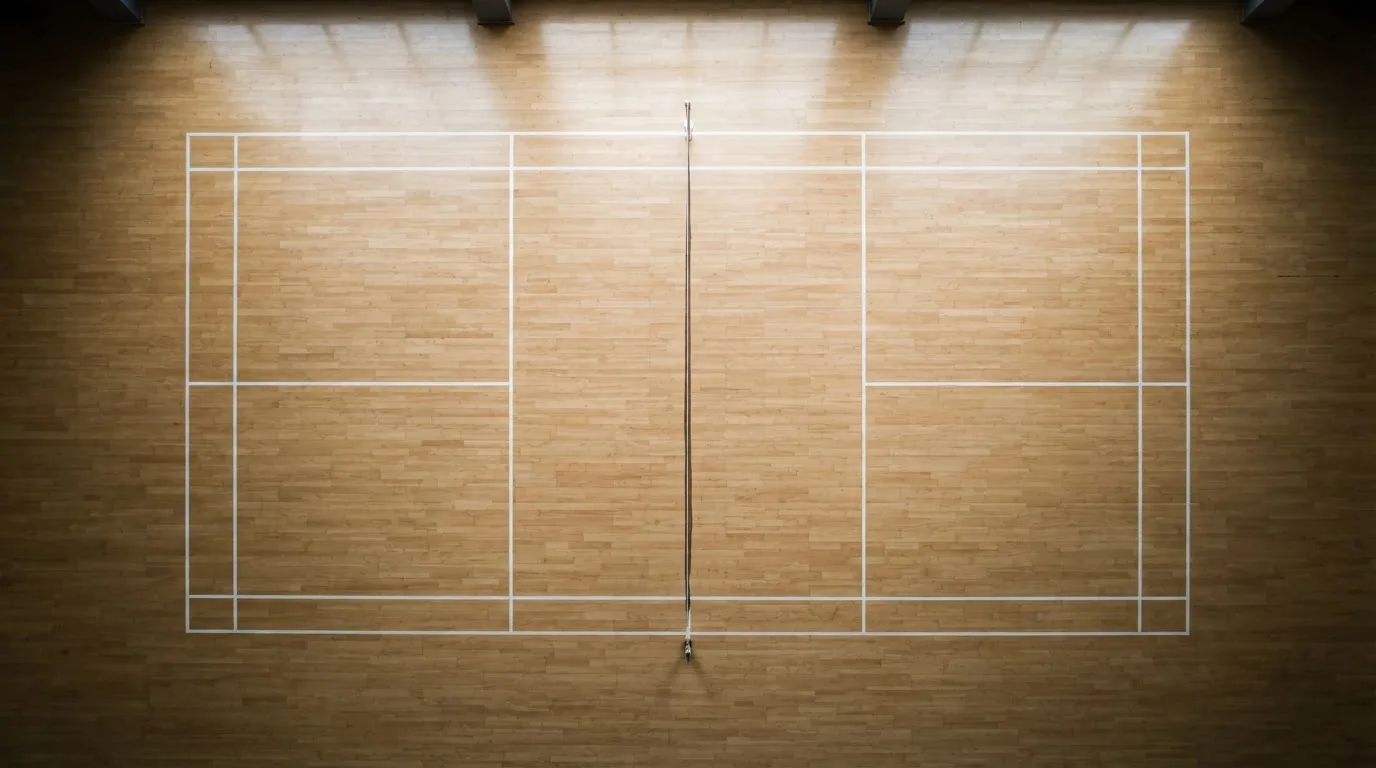 An empty courtroom with wooden benches in morning light